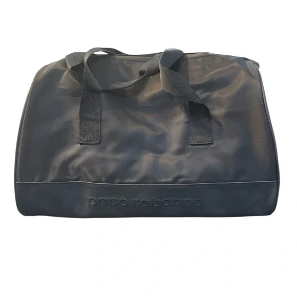 Paco Rabanne Logo Duffle Bag Black Gym Travel Weekender NWOT